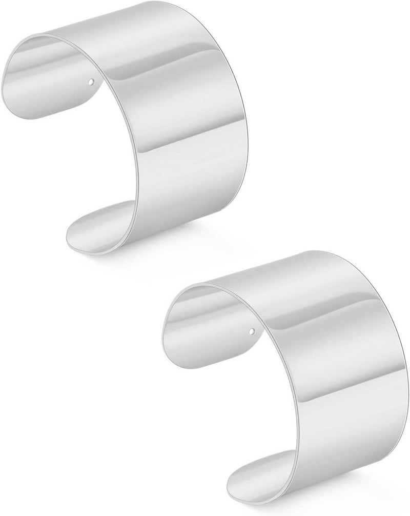 SAMOCO 2Pcs Cuff Bangle Bracelet for Women Cuff Bracelets Open Wide Wire Bracelets Adjustable Tone Wrist Cuff Wrap Bracelet - Image 1